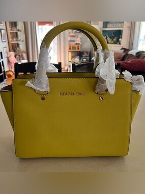 MICHAEL Michael Kors Yellow-Green Saffiano Leather Satchel